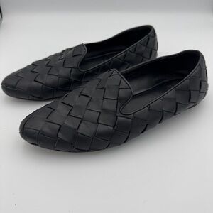 Veronica Beard Griffin Black Woven Leather Basketweave Loafers - 8.5